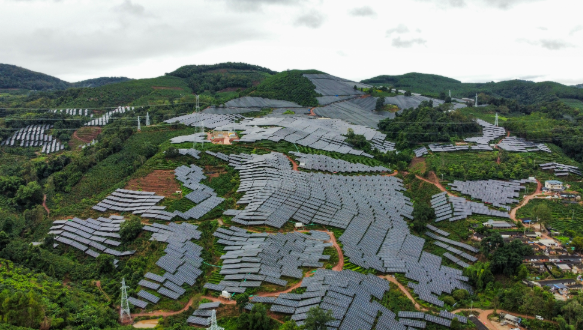 云南省首个“茶光互补”山地光伏项目并网发电